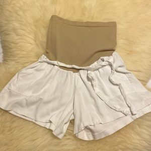 Motherhood Maternity white tie shorts